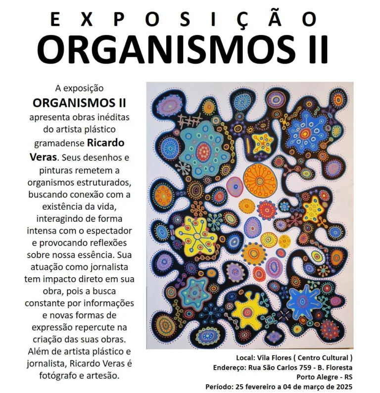 Ricardo Veras leva sua arte para Porto Alegre com a exposição “Organismos II” no Vila Flores